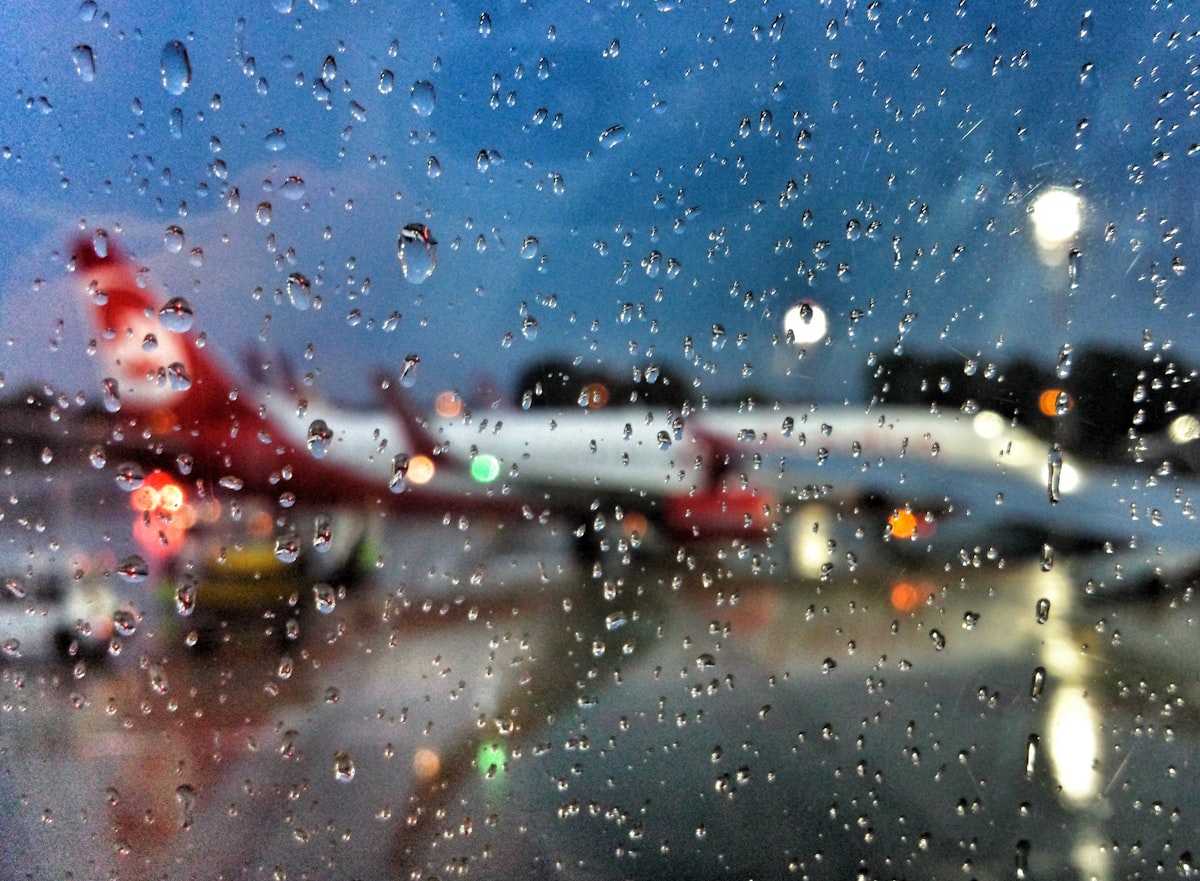 raining at airport